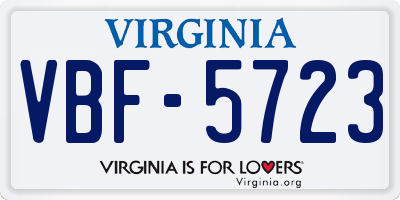 VA license plate VBF5723