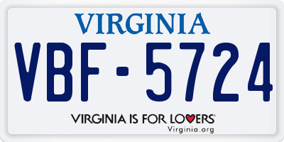 VA license plate VBF5724