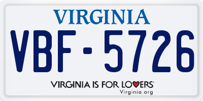 VA license plate VBF5726