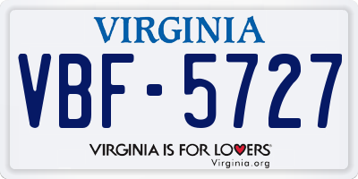 VA license plate VBF5727