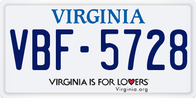 VA license plate VBF5728