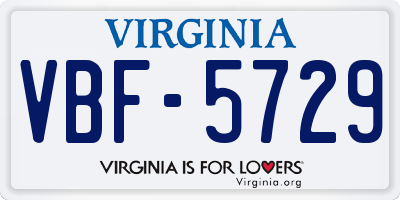 VA license plate VBF5729