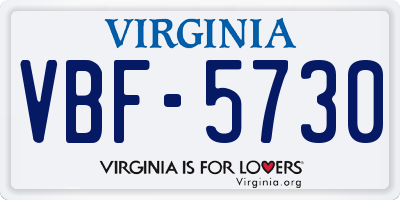 VA license plate VBF5730