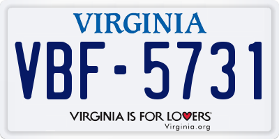 VA license plate VBF5731