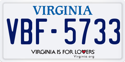 VA license plate VBF5733