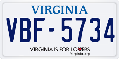 VA license plate VBF5734