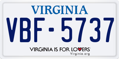 VA license plate VBF5737