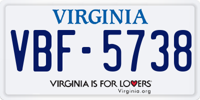 VA license plate VBF5738