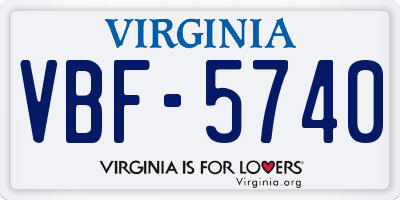 VA license plate VBF5740