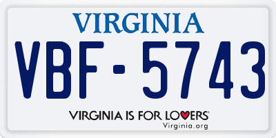 VA license plate VBF5743