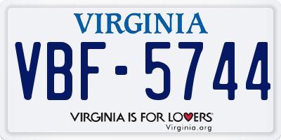 VA license plate VBF5744