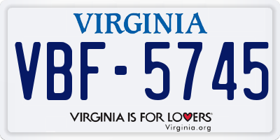 VA license plate VBF5745
