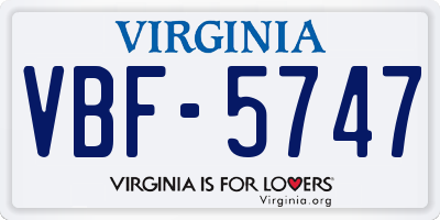 VA license plate VBF5747