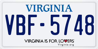 VA license plate VBF5748