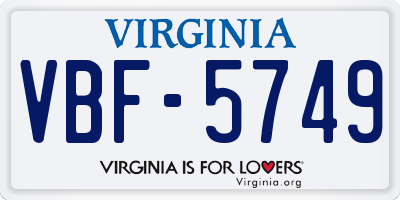 VA license plate VBF5749