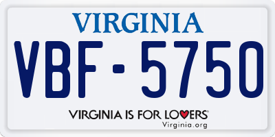 VA license plate VBF5750