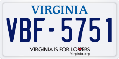 VA license plate VBF5751