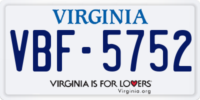 VA license plate VBF5752