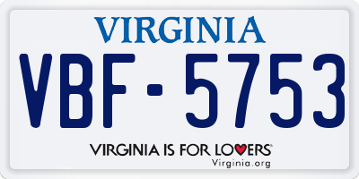 VA license plate VBF5753