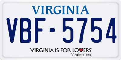 VA license plate VBF5754
