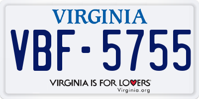VA license plate VBF5755