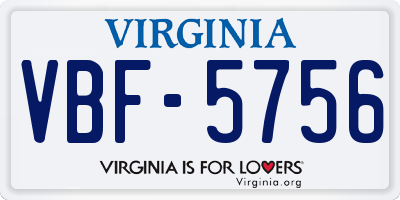 VA license plate VBF5756