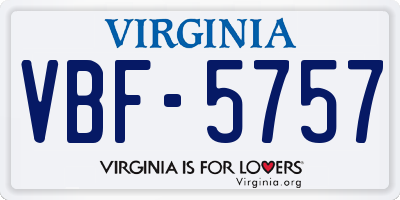 VA license plate VBF5757