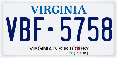 VA license plate VBF5758