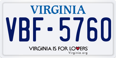 VA license plate VBF5760