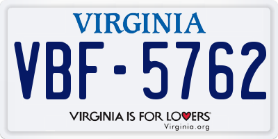 VA license plate VBF5762