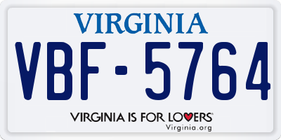 VA license plate VBF5764