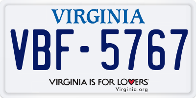 VA license plate VBF5767