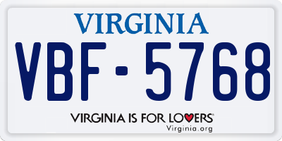 VA license plate VBF5768