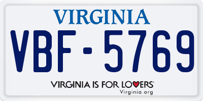 VA license plate VBF5769