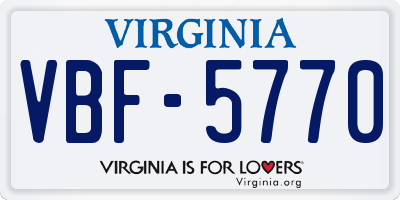 VA license plate VBF5770