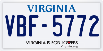 VA license plate VBF5772