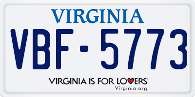 VA license plate VBF5773