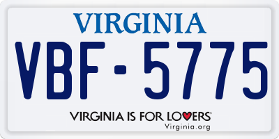 VA license plate VBF5775