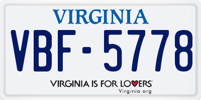 VA license plate VBF5778
