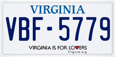 VA license plate VBF5779