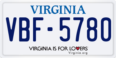 VA license plate VBF5780