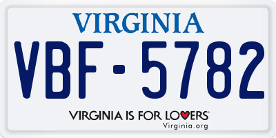 VA license plate VBF5782