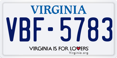 VA license plate VBF5783