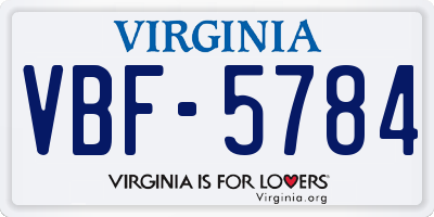 VA license plate VBF5784