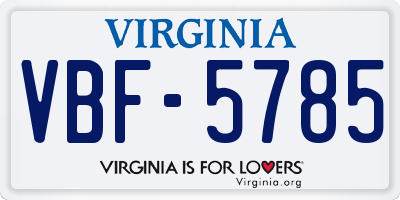 VA license plate VBF5785