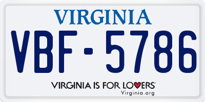 VA license plate VBF5786