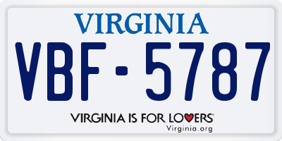 VA license plate VBF5787
