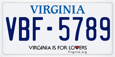 VA license plate VBF5789