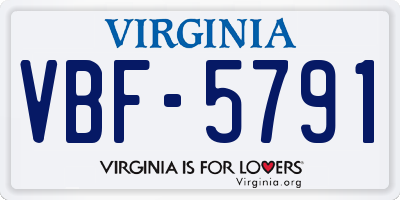 VA license plate VBF5791