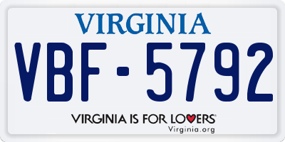 VA license plate VBF5792